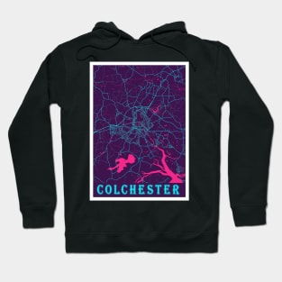 Colchester Neon City Map, Colchester Minimalist City Map Art Print Hoodie